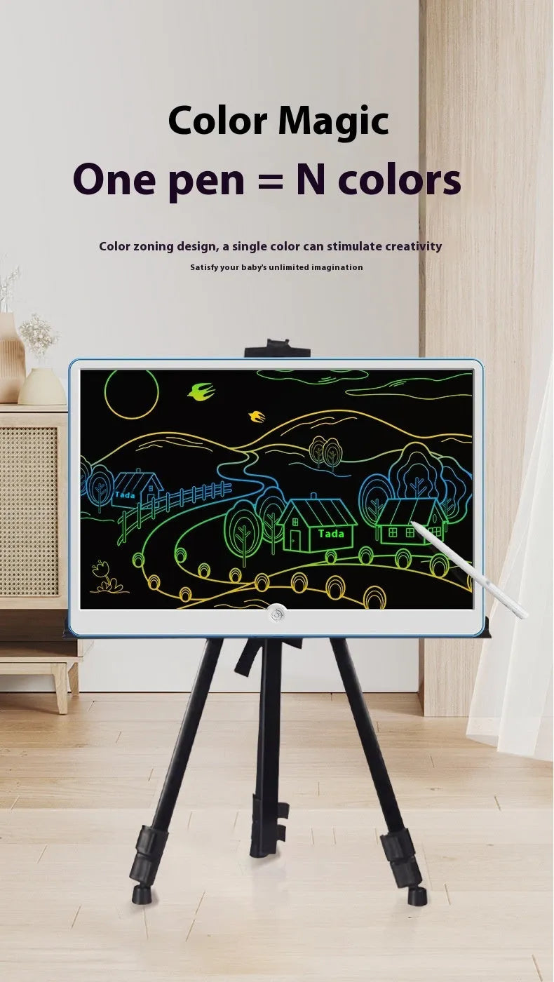 19-inch LCD rechargeable children's drawing board with magnetic pen in blue and white colour