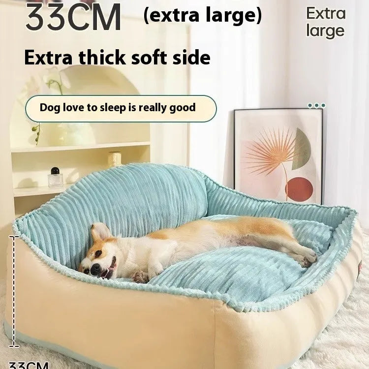 Morandi colour removable mat pet bed with kennel design for dogs and cats in two size options