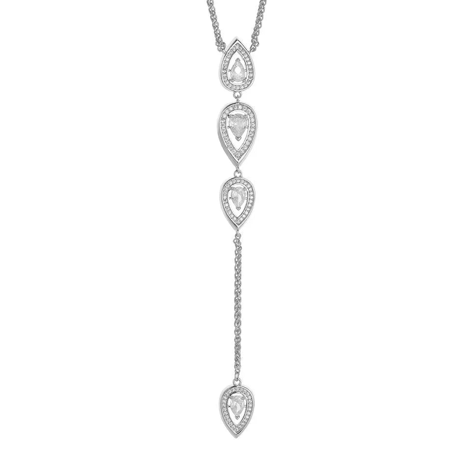 Water drop copper necklace with electroplated finish in white and gold colours fashion OL style