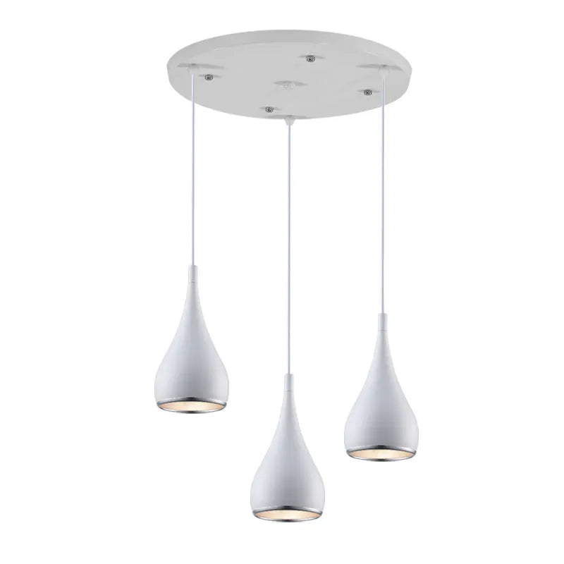 Minimalist iron chandelier pendant light in black finish with three bulb heads.