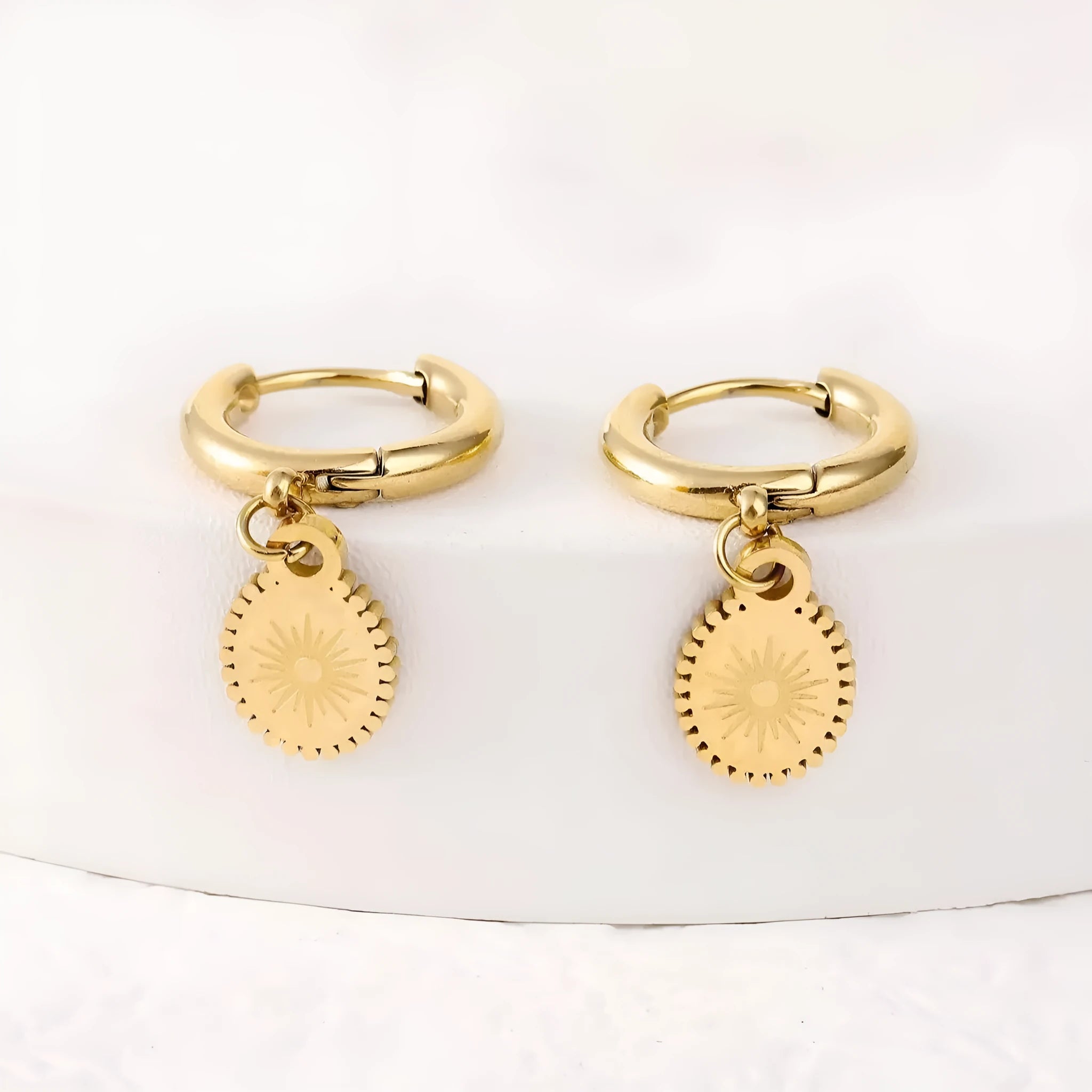 Stainless steel geometric earrings with oval elements for women, XY-EH005 style