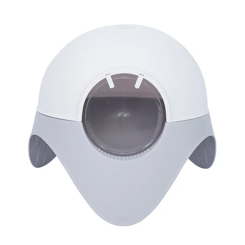 Large enclosed UFO plastic cat litter box in snow house style for indoor use