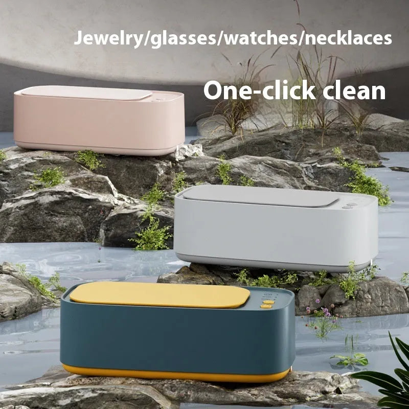 Ultrasonic glasses cleaning machine in dark green with 300ml tank and rechargeable USB power