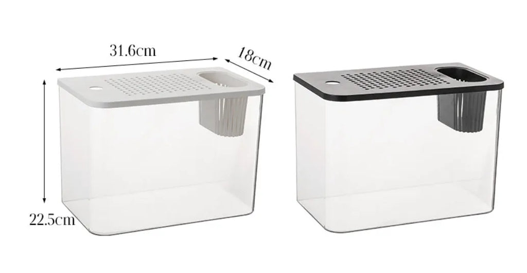 Ecological Betta fish tank medium plastic aquarium with lid in black and white colour options