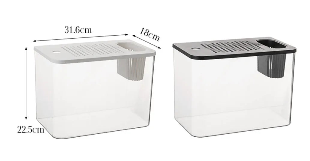 Ecological Betta fish tank medium plastic aquarium with lid in black and white colour options