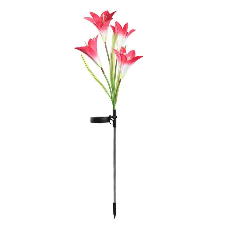 Flower-shaped solar LED ground lamp for garden lighting with colour-changing LEDs