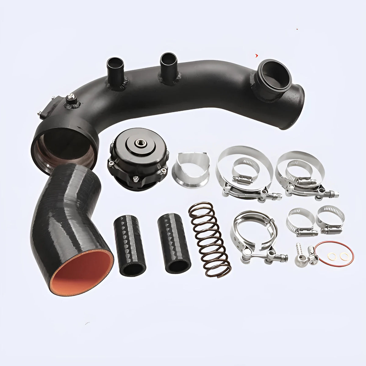 Black aluminium turbo intake pipe model IP-1015-BK for BMW N54 E88 E90 engine bay