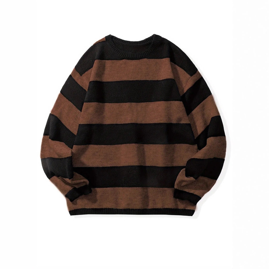Loose American retro wool sweater pullover in wine red, standard woolen yarn, long sleeves, autumn casual wear
