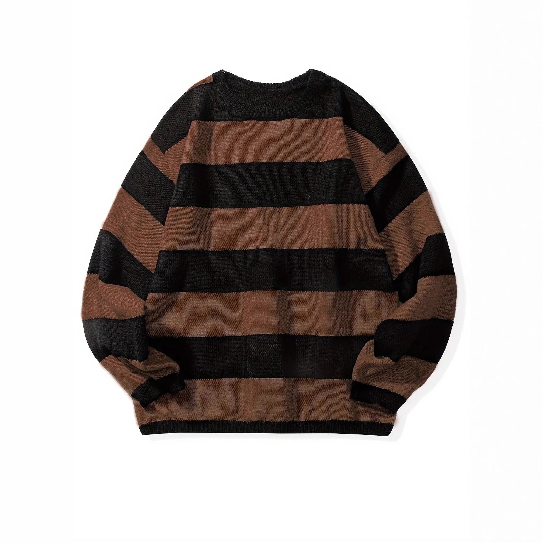 Loose American retro wool sweater pullover in wine red, standard woolen yarn, long sleeves, autumn casual wear