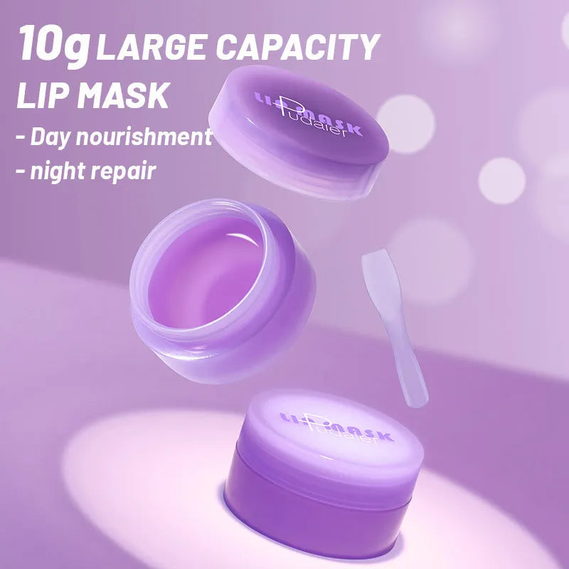 Exfoliating lip balm treatment with scraper tool in packaging