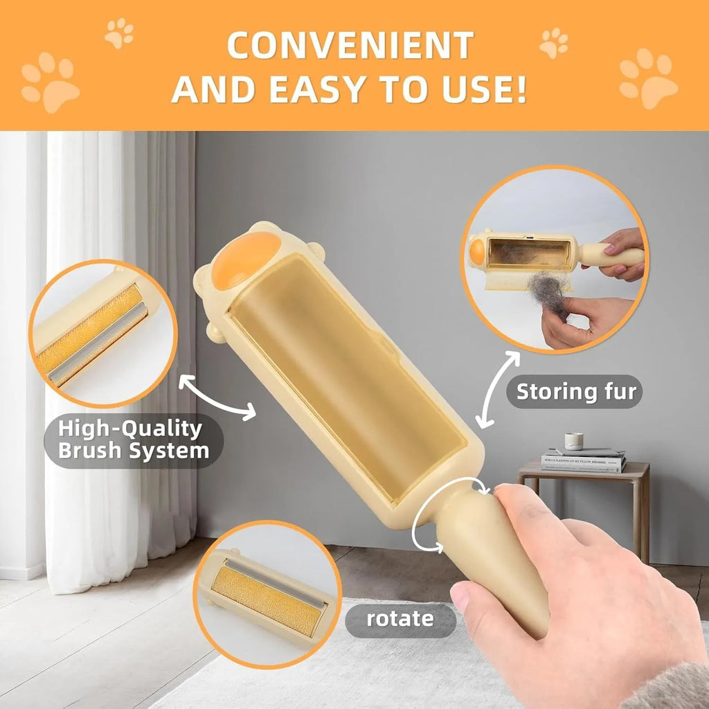Reusable pet hair remover roller in blue, pink or yellow for furniture and car seats