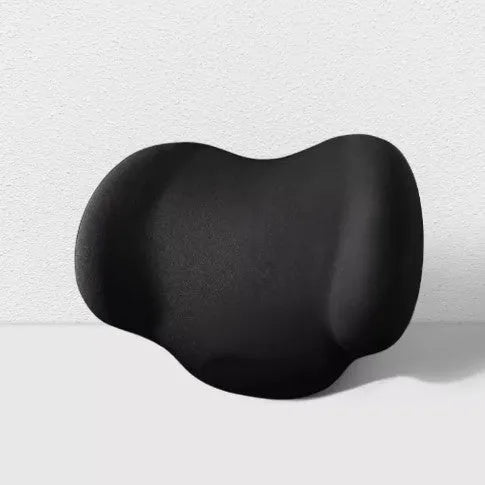 Car headrest, neck support, and waist cushion set made from memory cotton foam in black, green, grey, or pink.