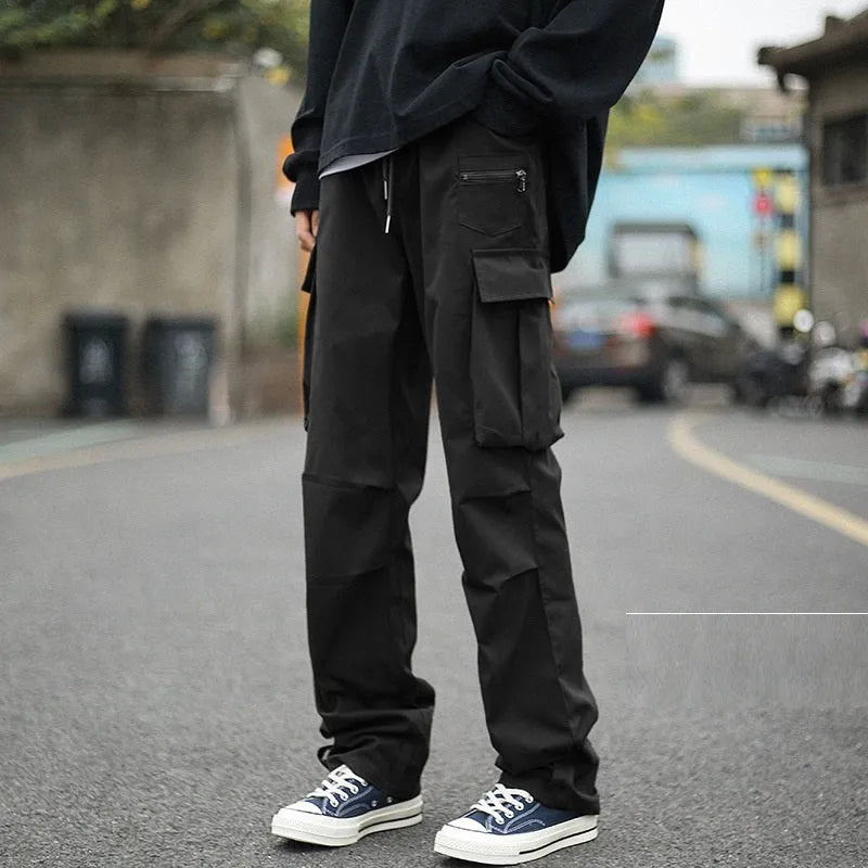 Black Warrior design plaid overalls for men, low waist trousers in black chemical fibre blend