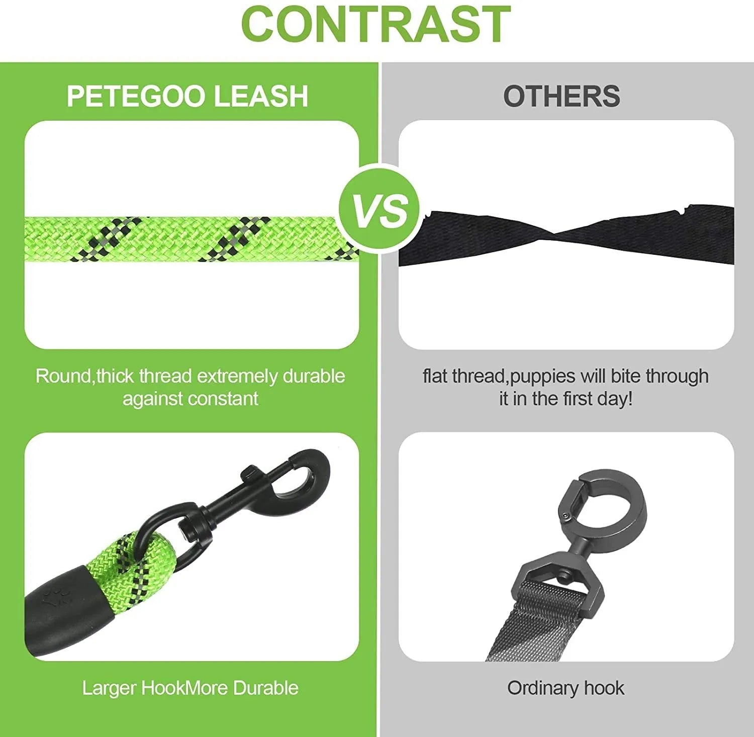 Small medium dog luminous leash chain reflective nylon 1.5m length blue colour padded handle training lead