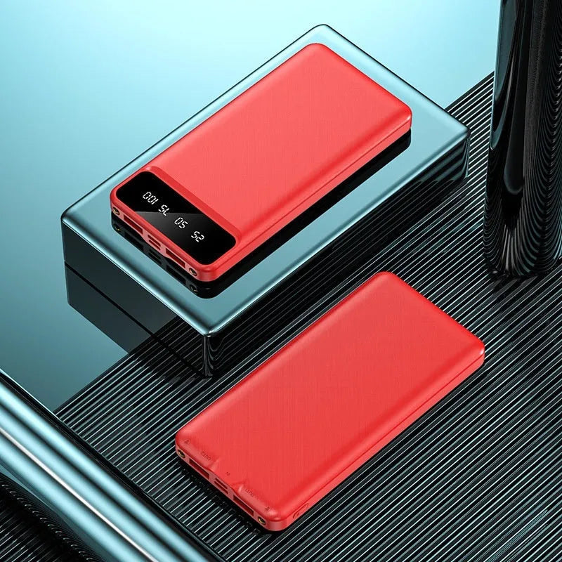 20000 mAh power bank with optional USB cable in black, white or red colours