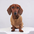 Four coloured pet Christmas sweaters with mink lining in purple, red, green, and khaki sizes 6/XS to 16/XXL