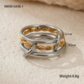 Women's stainless steel stacked ring set with 18K gold plating in three colour variations