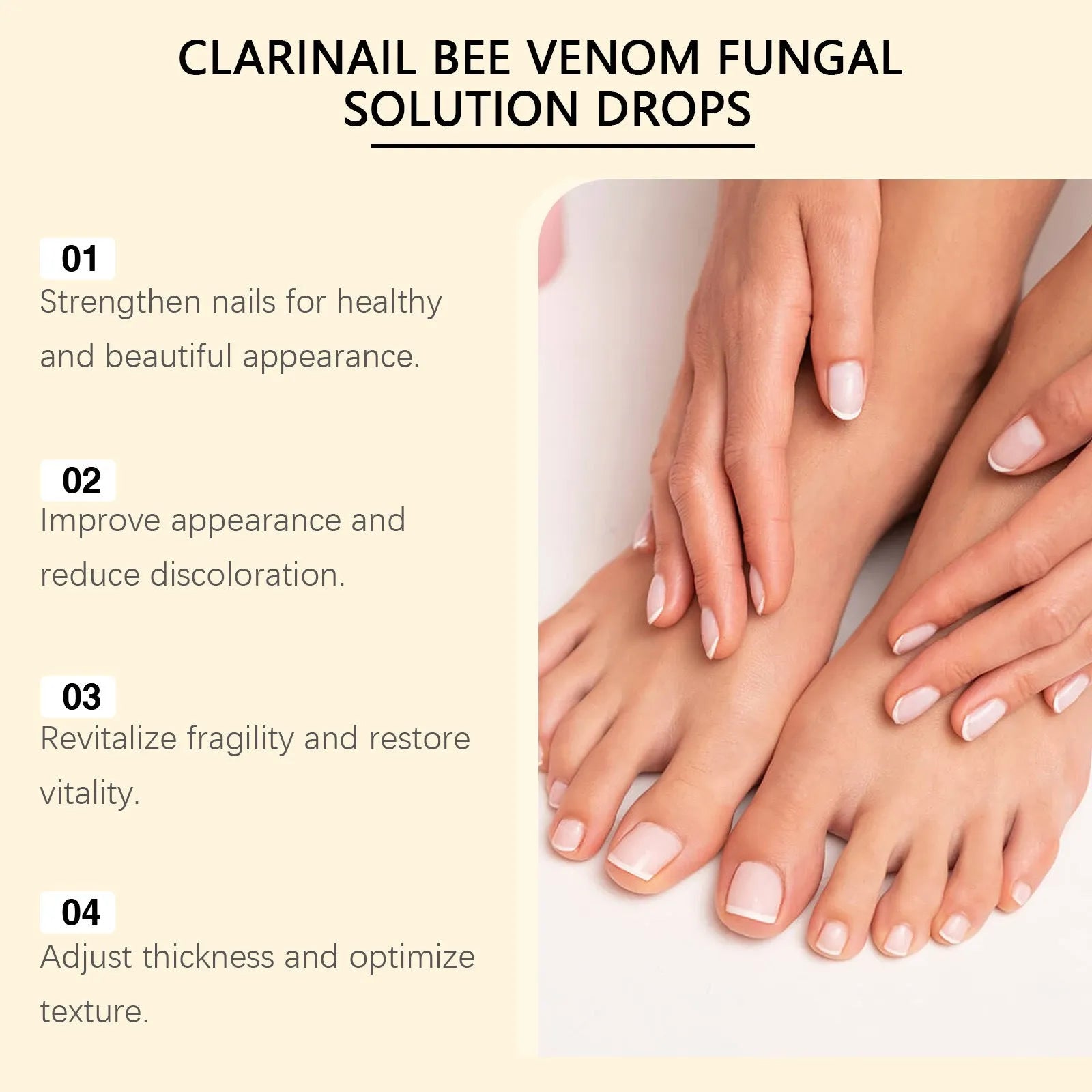 50ml nail care solution bottle with bee venom and peppermint oil active ingredients