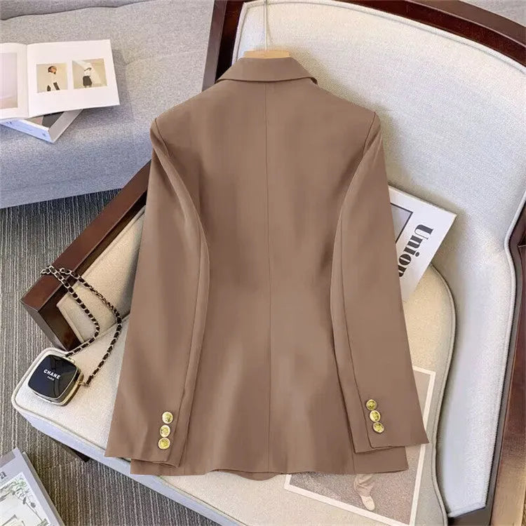 Women's loose fit long sleeve blouse in black polyester fabric for office wear.