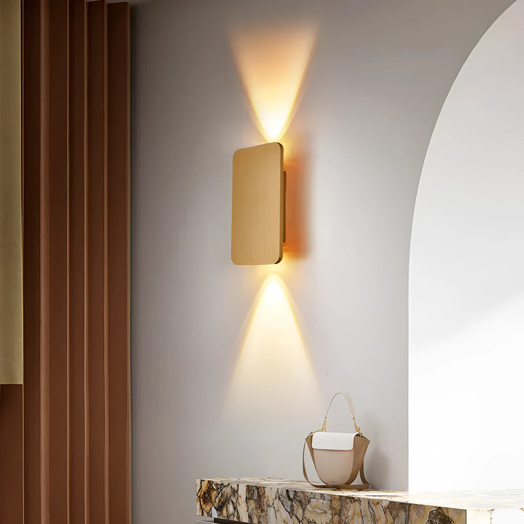 Minimalist modern LED wall lamp with Nordic design in metal construction showing two size options