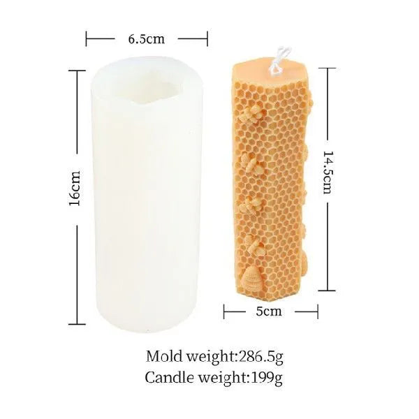 3D honeycomb silicone candle mould in white, irregular shape for DIY scented candle making