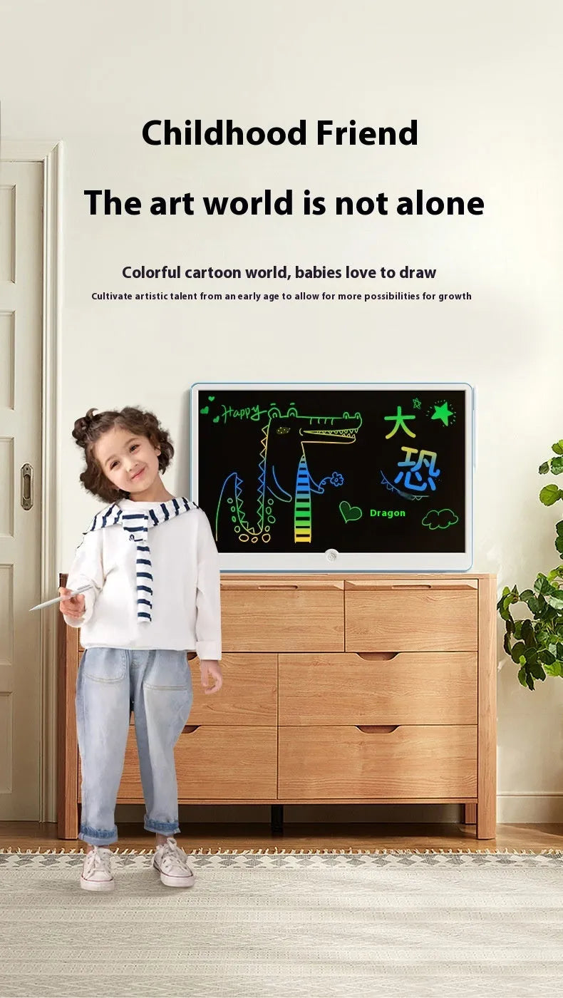19-inch LCD rechargeable children's drawing board with magnetic pen in blue and white colour