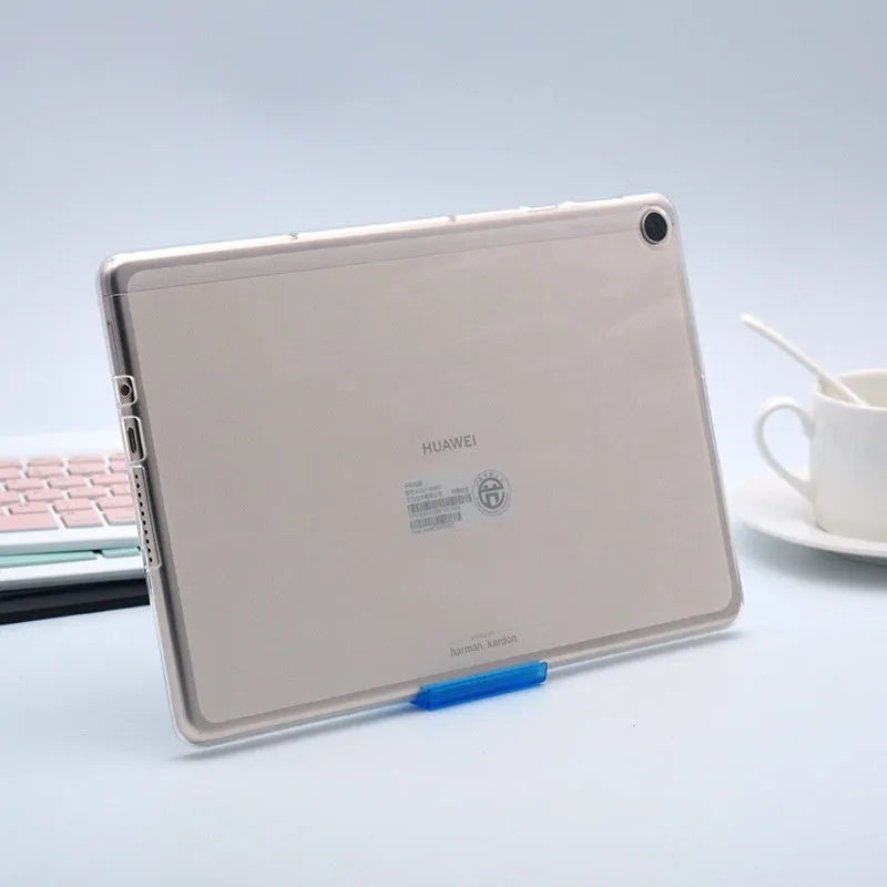 Clear ultra-thin silicone tablet protective case showing transparent white TPU material