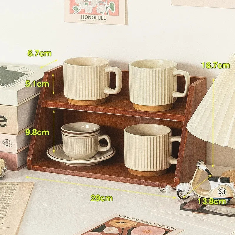 Solid wood multi-layer reinforced cup storage box in large specification with multiple colour options for kitchen organisation