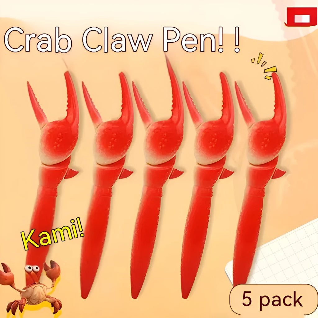 Crab-themed ballpoint pen with pressable moving parts and twistable barrel mechanism