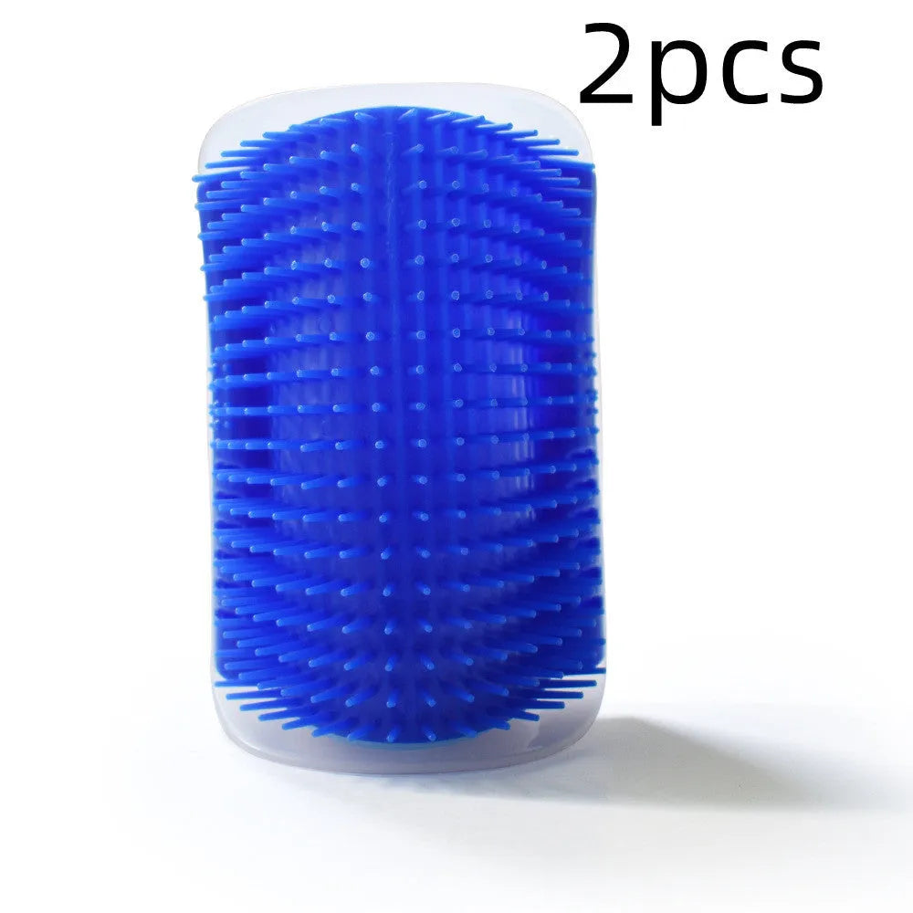 Cat wall corner friction massage comb brush with catnip in multiple colours, 12.8 cm long