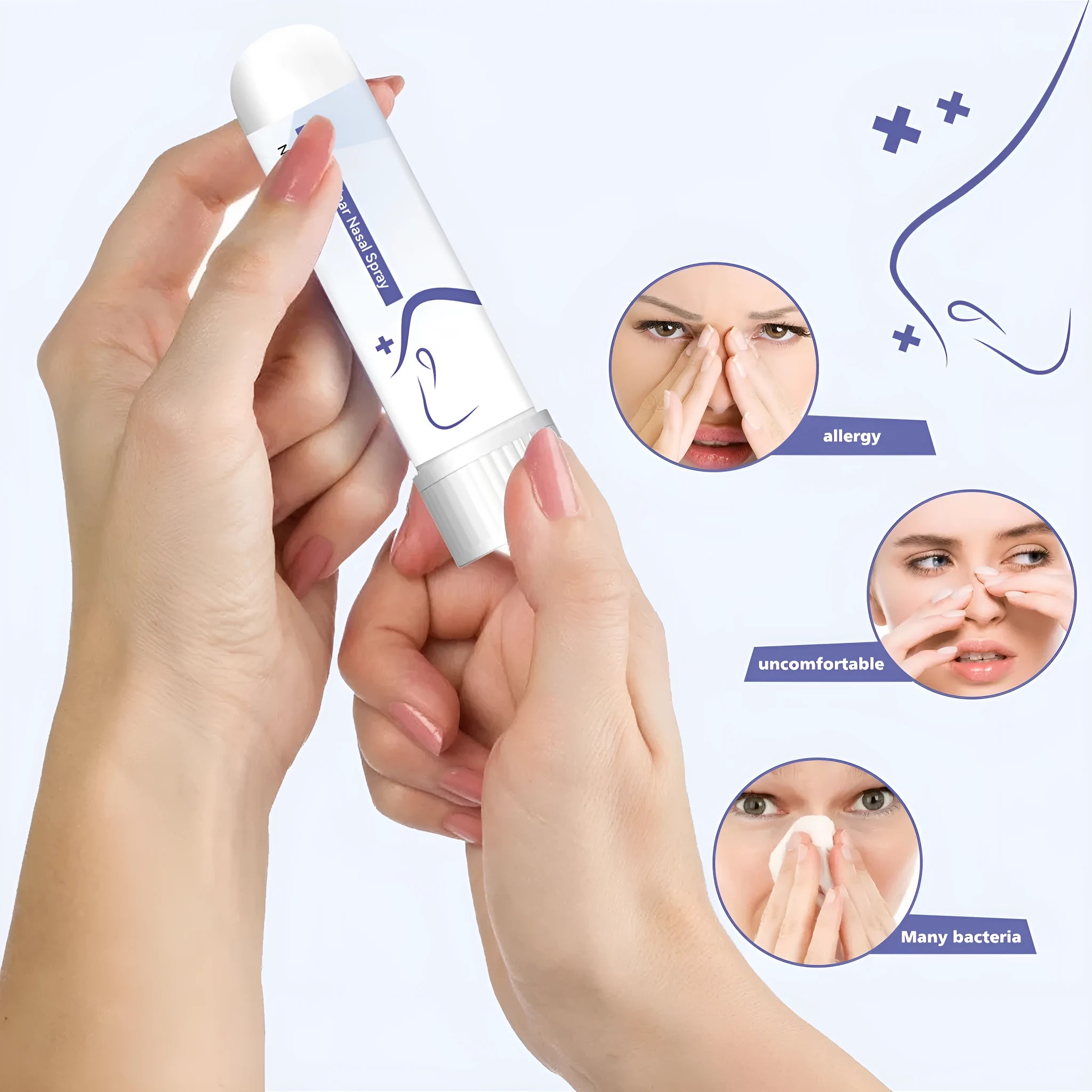 A manual family nose drain plunger with a soft-tip suction device.