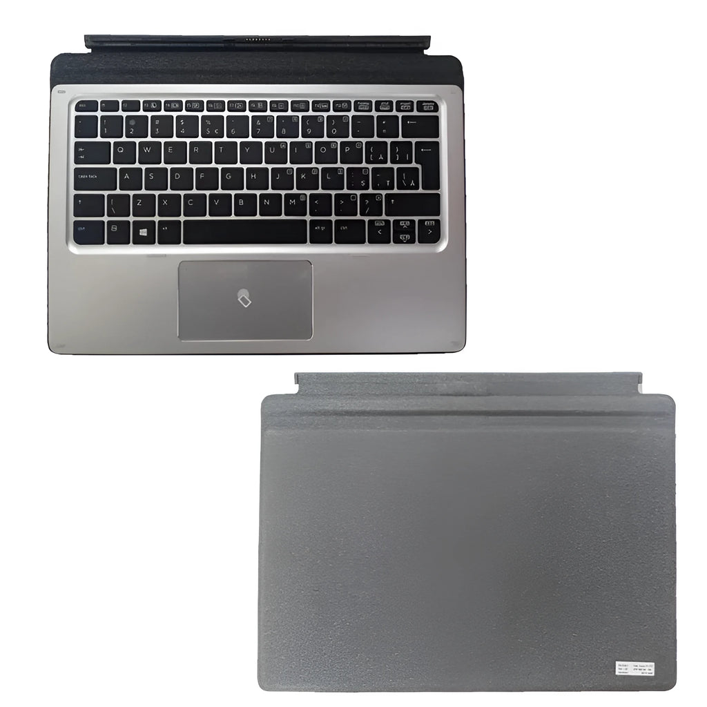 Official HP Elite X2 and Pro X2 tablet base keyboard with PS/2 connector on a desk.