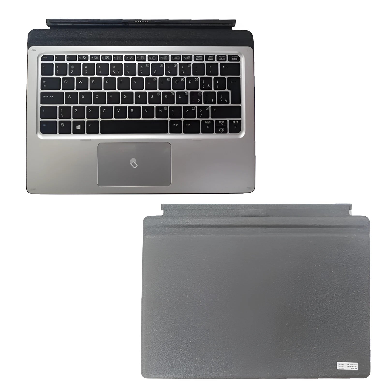 Official HP Elite X2 and Pro X2 tablet base keyboard with PS/2 connector on a desk.