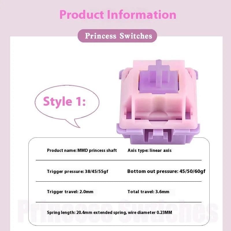 MMD Princess linear mechanical keyboard switch with 20.4mm spring for custom keyboard builds