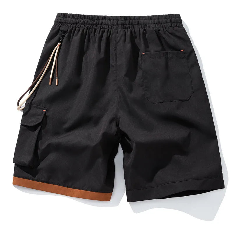 Men's loose fit plus size sports shorts in bamboo fibre, shown in coffee colour.