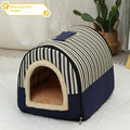 Portable cloth cat kennel with handle in pink with dots, small to medium size