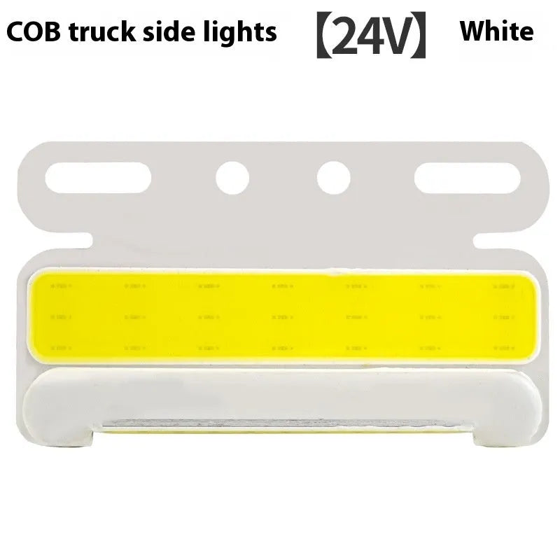 12V 24V COB LED truck side marker light in aluminium alloy housing, showing colour options.