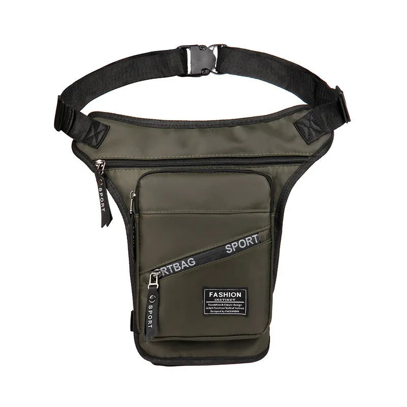 Black nylon cycling leg crossbody bag with adjustable straps for male cyclists