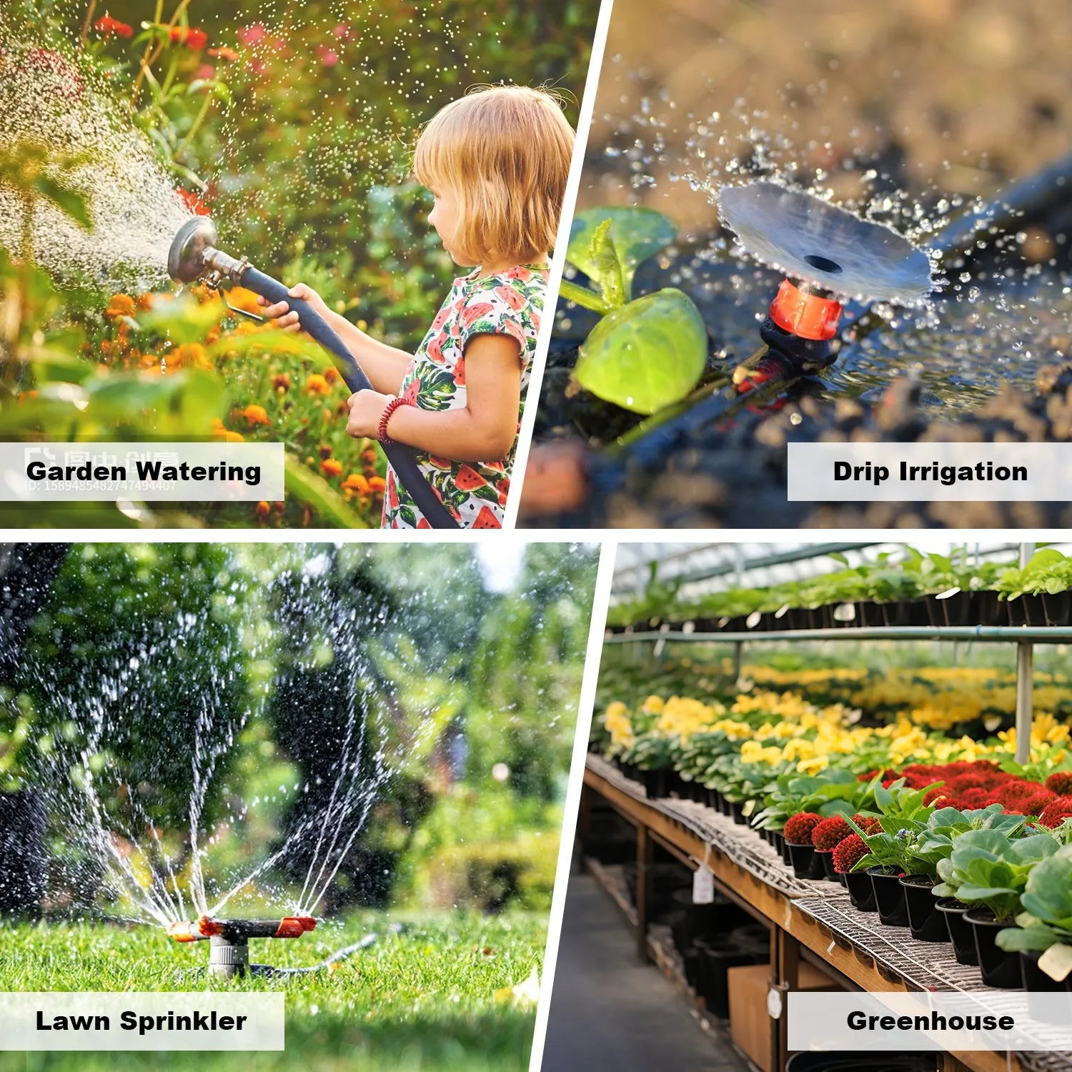 Single-out knob timing irrigator automatic watering device dual output black ABS plastic for garden irrigation