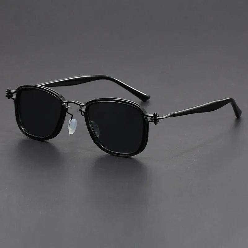 Retro-style square frame sunglasses with metal and plastic construction in a two-tone colour option.