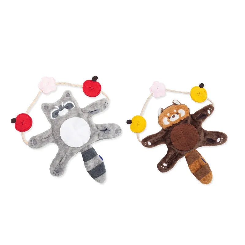 Brown plush self-relieving teddy bear toy for small dogs with food hiding feature