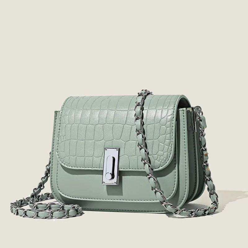 Soft PU women's crossbody shoulder bag with sandwich pockets and phone compartment in horizontal square shape