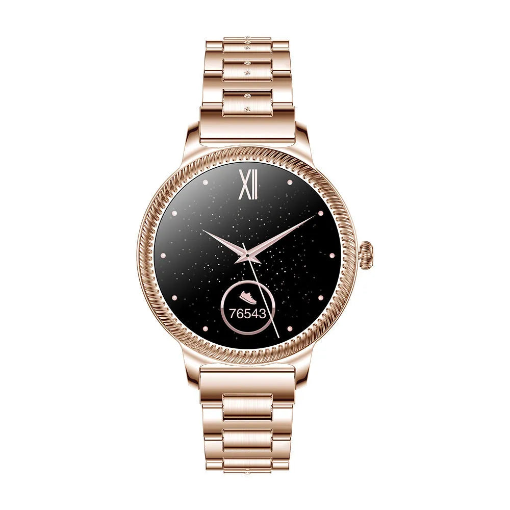 AK38 Ladies Smart Watch with stainless steel wristband and 1.09-inch colour screen