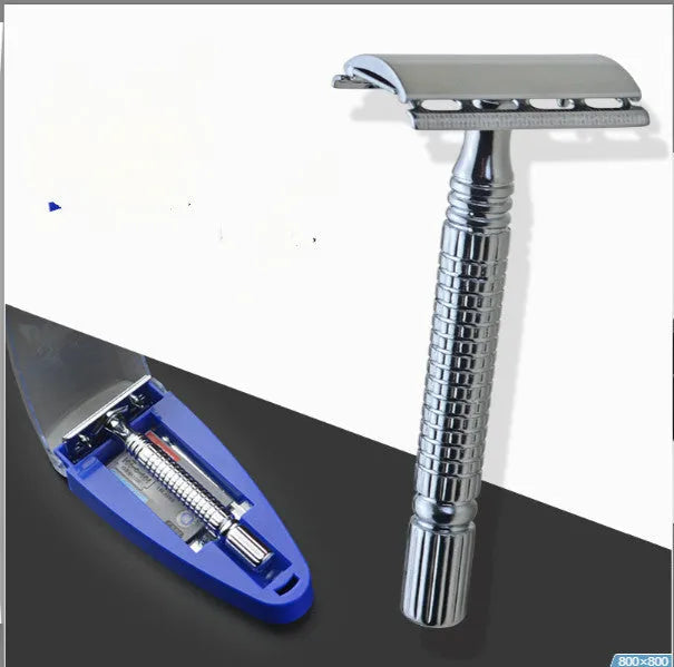 Superior Double Edged Safety Razor kit with handle, blade and storage box