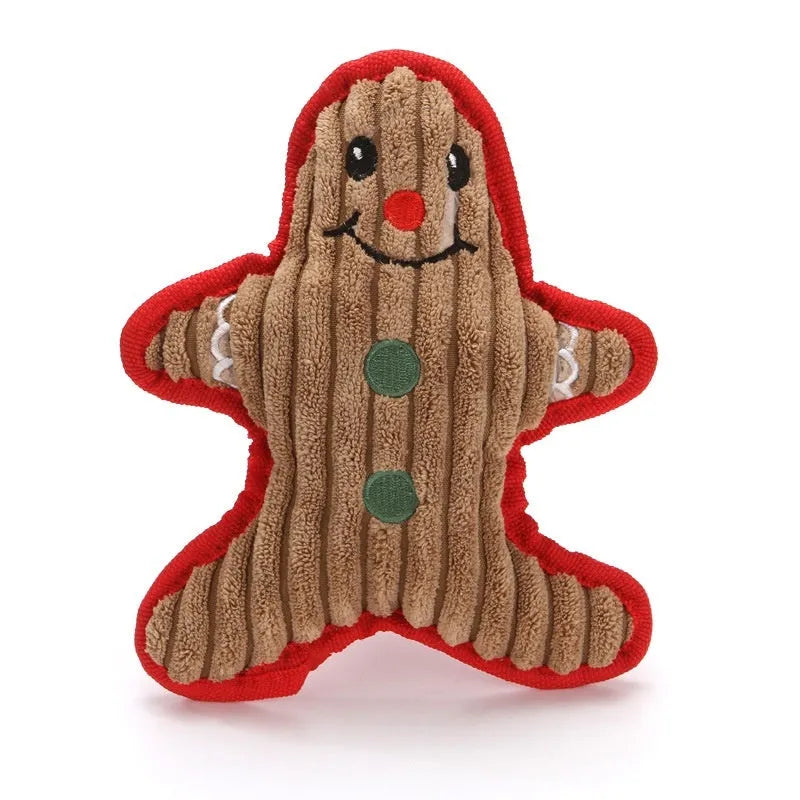 Christmas pet toy plush Santa Claus design with squeaker for cats and dogs