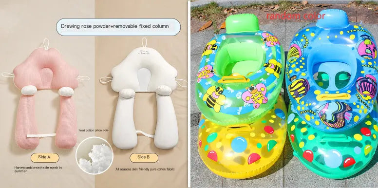 U-shaped baby head shaping pillow with detachable column in blue-white colour option