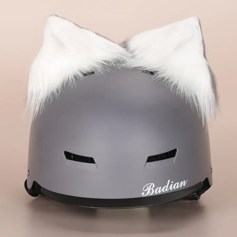 Plush fabric cartoon helmet hat decoration for ski helmets in multiple style variations