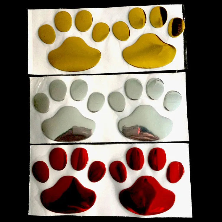 PVC hand-shaped brush design car sticker with dog footprints pattern measuring 7cm length