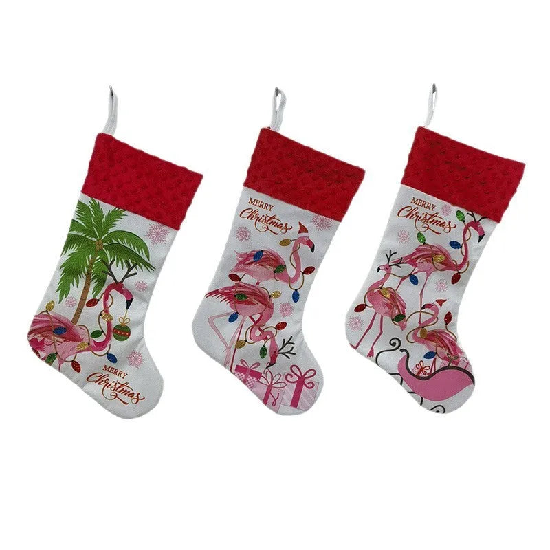 Flamingo Christmas stocking cloth decoration 46x28cm in American style