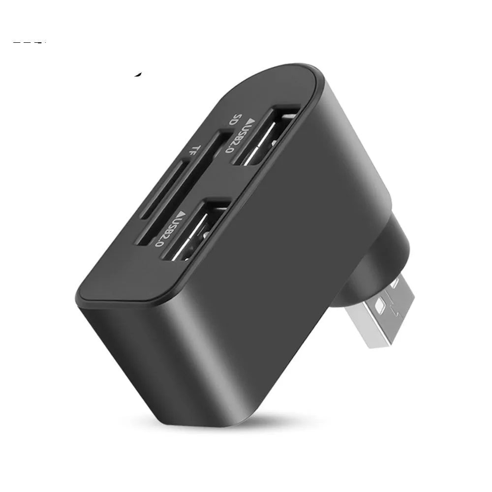 USB 2.0 HUB 3-port splitter docking station with multi-function card reader in black colour